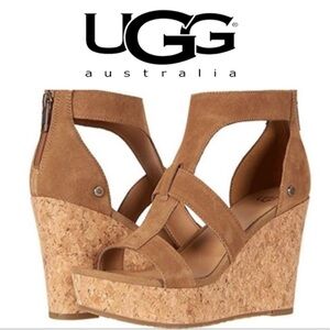 Sz 7 Ugg Whitney Wedge Suede Sandal